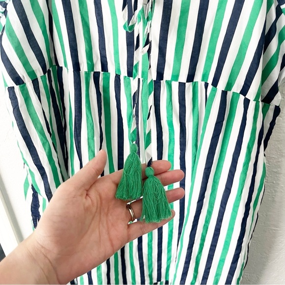 J. Crew Dress Women's XL Factory Striped Ruffle Tiered Midi Beachy AY343 - Picture 4 of 9